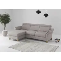 Home affaire Ecksofa "Glendale, L-Form", silber, B:253cm H:84cm T:166cm, 100% Polyester, Sofas, Ecksofa, inkl. Kopfteilverstellung, wahlweise mit Vorziehsitz und Bettkasten
