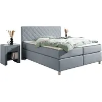 Home affaire Boxspringbett "Bernard, in verschiedenen Breiten", blau (mittelblau), B:168cm L:208cm, Komplettbetten, Boxspringbett, inkl. Topper, Matratze in H2, H3 oder H4 erhältlich