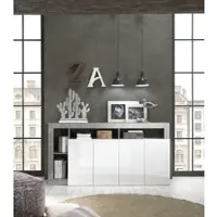 Home affaire Sideboard "Hamburg", grau (weiß, betonoptik), B:184cm H:93cm T:42cm, Sideboards, Sideboard, Breite 184 cm