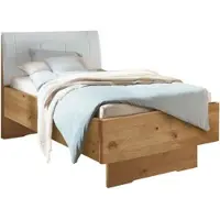 Wiemann "Cardiff, Bettgestell, Bettrahmen, teilmassiv, mit Polsterkopfteil" Belastbarkeit 110/220 Kg, 4-fache höhenverstellbar, MADE IN GERMANY, Fußteil aus Massivholz, verschiedene Größen