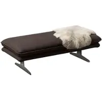 W.Schillig Polsterhocker , braun (mocca s37), B:145cm H:43cm T:71cm, Stoff S37 (100% Polyester): Luxus-Microfaser in Lederoptik, Hocker, Polsterhocker, Füße in Chrom glänzend