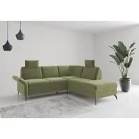 Home affaire Ecksofa "Rochelle", grün (hellgrün), B:240cm H:93cm T:216cm, 100% Polyester, Sofas, Ecksofa, wahlweise mit Bettfunktion, Bettkasten und Armteilverstellung