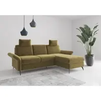 Home affaire Ecksofa "Rochelle", grün (olive), B:251cm H:93cm T:164cm, 100% Polyester, Sofas, Ecksofa, wahlweise mit Bettfunktion, Bettkasten und Armteilverstellung