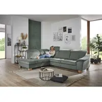 Die Planbar Ecksofa "PP-LA23145 L-Form", grün (steel), B:299cm H:88cm T:243cm, 100% recyceltes Polyester, Sofas, Ecksofa, inkl. Kopfpolsterverstellung, Federkernpolsterung