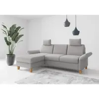 Home affaire Ecksofa "Rochelle, L-Form", grau (hellgrau), B:251cm H:90cm T:164cm, 95% Polyester 5% Polyamid, Sofas, Ecksofa, wahlweise mit Armteilverstellung, Bettfunktion und Bettkasten