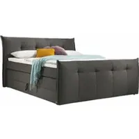 Set One By Musterring Boxspringbett "Florida", grau (anthrazit), B:205cm L:228cm, Feingewebe (100% Polyester), , Komplettbetten, Boxspringbett, mit Bettkasten, in 5 Liegekomfortvarianten