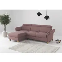 Home affaire Ecksofa "Glendale, L-Form", aubergine, B:253cm H:84cm T:166cm, 100% Polyester, Sofas, Ecksofa, inkl. Kopfteilverstellung, wahlweise mit Vorziehsitz und Bettkasten