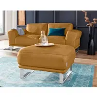 W.Schillig Hocker "montanaa", gelb (kurkuma z69), B:71cm H:42cm T:71cm, Hocker, Hocker, mit Metallkufen in Chrom glänzend, Breite 71 cm