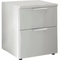 Wiemann Nachtkonsole "Como", weiß (weiß, dekor, glas weiß, chrom), B:40cm H:46,4cm T:43cm, Floatglas, Holzwerkstoff, Metall, Sideboards, Nachtkonsole, vormontiert