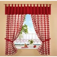 Stickereien Plauen Querbehang "Durach" Gr. 3, rot, B:250cm H:40cm, Polyester, Gardinen, Querbehang