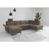 Home affaire Wohnlandschaft "Rochelle", braun (schlamm), B:314cm H:93cm T:195cm, 100% Polyester, Sofas, Wohnlandschaft, wahlweise mit Bettfunktion, Bettkasten und Armteilverstellung