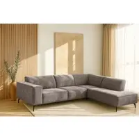Home affaire Ecksofa "LORCAN mit Metallfüßen, Breite 275 cm, weiches Sitzgefühl", braun, B:275cm H:77cm T:210cm, 100% PES, Sofas, Ecksofa, Metallfüße, Lederoptik, Struktur, Bouclé