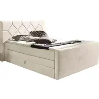 Home affaire Boxspringbett "Atlanta", beige (creme), B:140cm L:221cm, Kunststoff, Massivholz, Stoff, Komplettbetten, Boxspringbett, inklusive Topper und Bettkasten