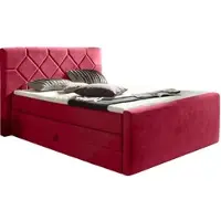Home affaire Boxspringbett "Atlanta", rot, B:160cm L:221cm, Kunststoff, Massivholz, Stoff, Komplettbetten, Boxspringbett, inklusive Topper und Bettkasten