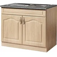 Wiho Küchen Spülenschrank WIHO KÜCHEN "Linz", braun (front: landhaus eiche, korpus: sonoma eiche, arbeitsplatte: granit grau), B:100cm H:85cm T:60cm, Schränke, Spülenschrank, 100 cm breit, in Landhaus-Optik