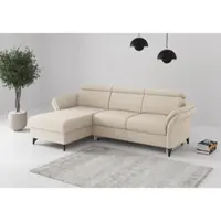 Sit&More Ecksofa SIT & MORE "Glendale, L-Form", beige (creme), B:253cm H:84cm T:166cm, 95% Polyester, 5% Polyamid, Sofas, Ecksofa, inkl. Kopfteilverstellung,wahlweise mit Vorziehsitz und Bettkasten