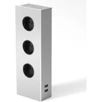 Evotec Steckdosenturm Power aus Edelstahl, 3er