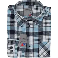 Terrax Flanellhemd WORKWEAR "Flanellhemd 105 cm", Herren, Gr. 45, EURO, blau (hellblau, weiß), Obermaterial: 100% Baumwolle CO., Hemden Flanellhemd