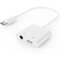 Gembird USB-C zu 3,5 mm Audio Adapter mit Zusatz-Ladeanschluss in Weiß