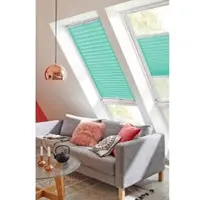 Sunlines Dachfensterplissee "Classic Style Crepe", blau (türkis, weiß), B:38cm H:60cm, Obermaterial: 100% Polyester, Plissees, Dachfensterplissee, mit Führungsschienen