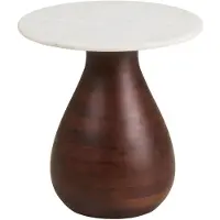 Ebuy24 Klara Eckbord Ø40cm weiß, dunkelbraun.