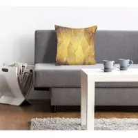 Queence Dekokissen "Filia", gold (goldfarben, bedruckt), B:40cm L:40cm, Polyester, Dekokissen_Sitzkissen_Kissenhüllen, Dekokissen, mit goldenen Herbstblättern
