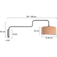 Steinhauer Wandlampe Bloeba, schwarz/braun, Ausladung 140 cm, Kork