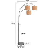 Steinhauer Stehlampe Sparkled Light, schwarz/braun, 180 cm, Kork, 3-fl.