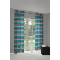 Wirth Vorhang "Menorca" Gr. 3, blau (türkis), B:135cm H:225cm, Baumwolle, Polyester, Gardinen, Vorhang