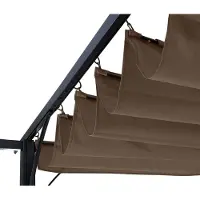 Mendler Pergola HWC-C42, Garten Pavillon, stabiles 6cm-Gestell + Schiebedach 3,5x3,5m taupe-braun