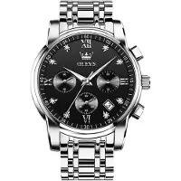 Olevs Herren Quarzuhr Edelstahl, Analoge Luxus Herrenuhr mit Diamant-Details, Multifunktionales Design, Klassische Herrenarmbanduhr für Eleganz und Stil