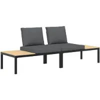 Syfax 2-tlg. Garten-Sofagarnitur mit Kissen Schwarz Aluminium