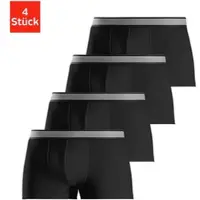 H.I.S. Boxer H.I.S "Boxershorts für Herren", Herren, Gr. S, 4 Stk., Jersey, schwarz, Jersey, Obermaterial: 95% Baumwolle, 5% Elasthan, unifarben, körpernah, Unterhosen Boxer, mit gestreiftem Webbund