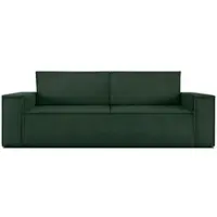 Konsimo Schlafsofa in Pet Friendly Cord-Stoff mit Armlehnen und Bettzeugcontainer "NAPI", Dunkelgrün, Cordstoff, Loft, 244x89x101 cm