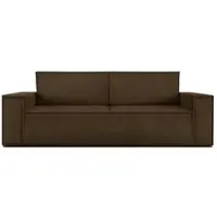 Konsimo Schlafsofa in Pet Friendly Cord-Stoff mit Armlehnen und Bettzeugcontainer "NAPI", Dunkelbraun, Cordstoff, Loft, 244x89x101 cm