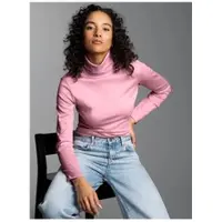 Trigema Rollkragenshirt "Rollkragenshirt", Damen, Gr. M, lilie, Feinstrick, 95% Baumwolle, 5% Elastan, Basic, normal, ohne Ausschnitt, Shirts Rollkragenshirt