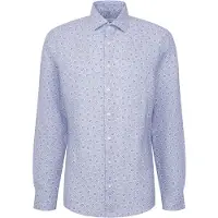 Seidensticker Leinenhemd "Schwarze Rose", Herren, Gr. XXL (46), normale Ärmellängen, hellblau, 100% Leinen, bedruckt, regular fit, 2-Knopf-Manschette, Hemden Leinenhemd, Regular 1/1 Kentkragen Druck