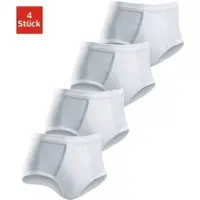 Clipper Slip , Herren, Gr. 7, 4 Stk., weiß, Doppelripp, Obermaterial: 100% Baumwolle, unifarben, körpernah, Unterhosen Slip, schlichtes Basic für jeden Tag aus Doppelripp