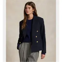 Ralph Lauren für Damen. 211952571003 Cropped Blazer navy Zweireiher (48), Lässig, Wolle, Klassisch, Marine