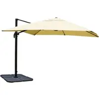Mendler Ampelschirm HWC-A96, Gastronomie Sonnenschirm, 3x3m (Ø4,24m) Polyester/Alu 23kg creme mit Ständer