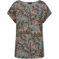 Goldner Kurzarmbluse "Viskoseshirt mit Muster-Mix" figurschmeichelender Schnitt