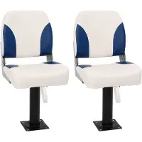 vidaXL Klappbarer Bootsitz 2er-Set Blau und Weiß 41x36x48 cm