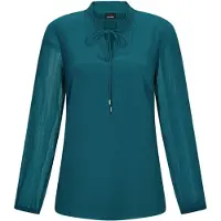 Goldner Chiffonbluse "Kurzgröße Elegante Jersey-Bluse mit Rundhals" Gummibund