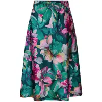 Goldner Schlupfrock "Kurzgröße Eleganter A-Linienrock, floraler Print" Florales Muster