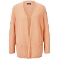Goldner Strickjacke "Cardigan in langer offener Form" Aufwendig in Form gestrickt