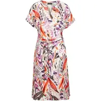 Goldner Sommerkleid "Kurzarm-Kleid mit Ethno-Print" Taschen in den Seitennähten
