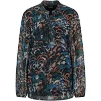 Goldner Schlupfbluse "Kurzgröße Leichte Jersey-Druckbluse, Langarm" Semitransparente Chiffon-Ärmel