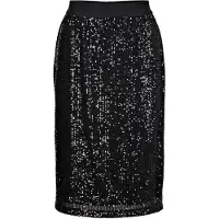 Goldner Schlupfrock "Kurzgröße Festlicher Rock mit Rundumschlupfbund", Damen, Gr. 19, schwarz, Obermaterial: 100% Polyester PES., gerade, Röcke Schlupfrock, Mit schimmernden Pailletten