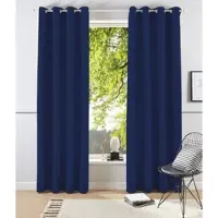 Bruno Banani Vorhang "Lagan" Gr. 2, blau (dunkelblau), B:140cm H:175cm, Polyester, Polyester, Gardinen, Vorhang, 2-er Set, gewebt, Microfaser, versch. Größen, einfarbig, Bestseller, Topseller