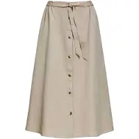 Goldner Maxirock "Zauberhafter Rock in Leinenoptik", Damen, Gr. 52, beige (helltaupe), Obermaterial: 55% Leinen LI. 45% Baumwolle CO., normal, Röcke Maxirock, Mit Knöpfen vorne zu schließen